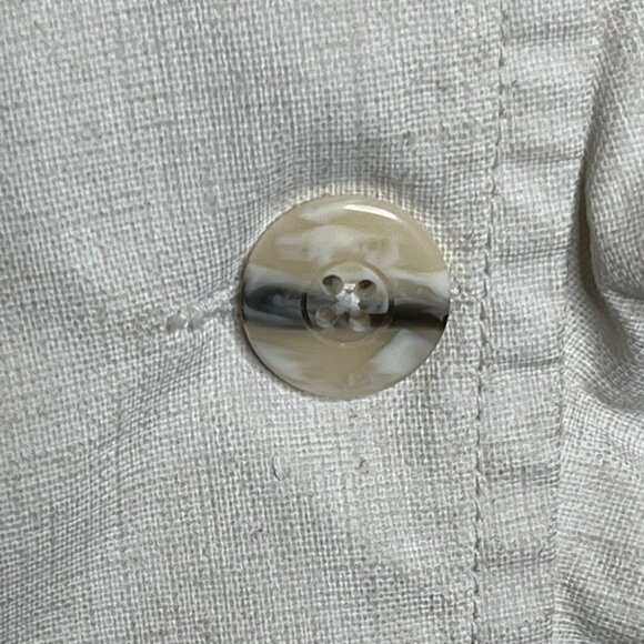 ✨ CAbi Linen Ruffle Jacket #325 Beige Oatmeal Blazer Size Medium - Picture 9 of 12